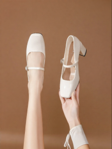 Josiny | Buckle Strap Chunky Heel Square Toe Low Cut Mary Jane Shoes