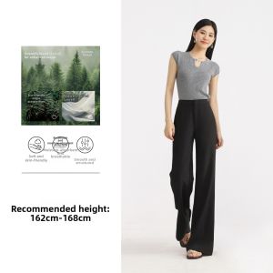 HIPPIE MISS | Hippie Style Black Flared Slim Fit Tencel Stretch Pants