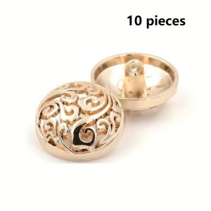 10 Retro Hollowed Out Metal Buttons Suitable for Sewing - Multiple Sizes 15/25mm Ideal for DIY Shirts Jackets and Outerwear