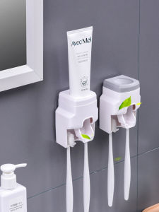 Multi-Functional Wall-Mounted No-Punching Toothpaste Squeezer Brush Storage Rack Home Use Time Machine Integrated Design