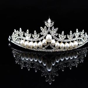 Woman Girl Pearl Tiara Flower Crown Pengantin Princess Queen Bridal Crown