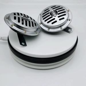 AD Loud Car Horn Speaker Motorcycle Siren Dual Tone Electric Pump Loud Air Horn 12V Off-road Grille Horn Adapter Silver