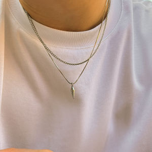 Ingemark | Ingemark 2Pc/Set Trend Stainless Steel Rivets Pendant Choker Necklace for Men Retro  Gold Color Chic Thin Neck Chain New Jewelry
