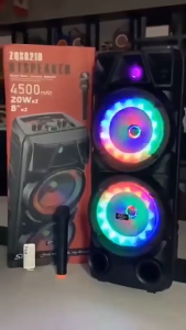 ZQS 8210 Dual 8" 40W Bluetooth Speaker Super Bass KTV Karaoke Trolley Wireless Speaker with LED MIC