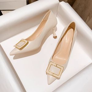 รองเท้าส้นสูงหนังแท้สำหรับผู้หญิง รองเท้าส้นเดี่ยว ทรงหัวแหลม ทรงเข้ารูป รองเท้าส้นเดี่ยว รองเท้าทำงาน รองเท้าส้นสูง รองเท้าส้นเดี่ยว