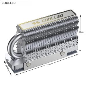 COOLLEO HR-09 M.2 2280 SSD ฮีทซิงค์ Electroplated Reflow เชื่อม AGHP HeatPipe 2280 NVMe SSD Cooler