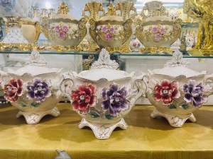 Pajangan Hias set Bunga Merah & Ungu