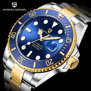 Pagani Design Original 43MM Mens Automatic Watch Green Water Ghost Seiko NH35 Ceramic Bezel 100m Waterproof Mechanical Fashion Watch for Men PD-1639