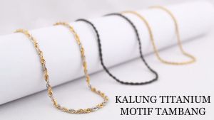Kalung Titanium Original Gold Kombinasi Hitam Motif Tambang