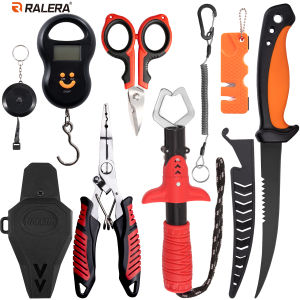 RALERA Fishing Gear Tackle Kit Fishing Pliers Fish Lip Gripper PE Line Scissors Fillet Knife Portable Outdoor Fishing Tools