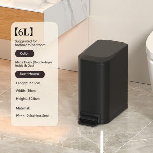 Thùng rác đạp bằng thép không gỉ Thùng rác khâu cao cấp có nắp dùng trong phòng ngủ nhà vệ sinh văn phòng.