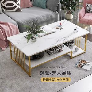 🪐 Astro โต๊ะหินอ่อนสีขาว - โต๊ะอเนก ห้องนั่ง กาแฟ สไตล์โมเดิร์น สีดำ