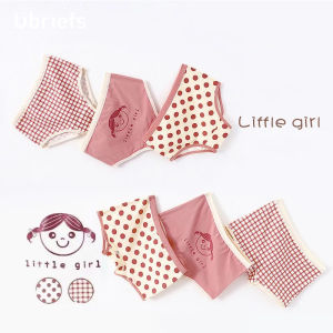Ubriefs 3pcs Girl Underwear Comfortable Cotton Panties Kids Briefs Children Boxer Shorts Breathable Antibacterial Student Panty Plaid Wave Point Cartoon Print