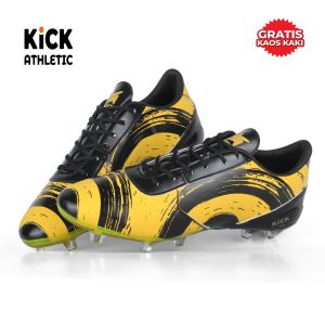 Kick Athletic-Sepatu Bola Circle Fg Tricular ll Black Red-Black Neon