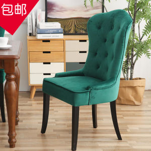 Dining Chair Household Hotel European-Style Solid Wood Dressing Chair in Flexible Package Velvet Fabric Dining Chair Desk Chair American Light Luxury Comfortable