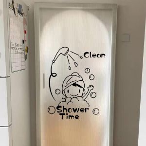 Creative Bathroom Waterproof Cartoon Stickers for Shower Room Glass Door Sliding Door Decorative Wall Decals Home Decor