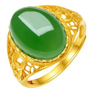Girlfriend Gift Jade Inlaid Gold Open Ring
