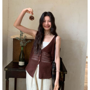 Mixd | Áo Không Tay Vintage Nâu Đục Lỗ
