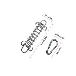 4Pcs Tent Wind Rope Spring Buckle Awning Tensioner Fixed Hook with Carabiner Outdoor Camping Tent Deck Peg Accessories