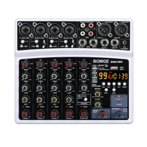 BOMGE | BOMGE Audio Mixer 6 Channel 99 DSP Effect Record PC 48V Phantom Power USB Sound Mixers Bluetooth DJ Console Mixing for Karaok