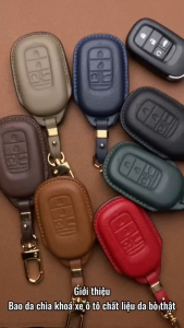 Bao Da Chìa Khoá Xe Ô Tô HON-B4 Honda Civic CRV (2022 - 2023) Smartkey 4 Nút Bấm Ốp Chìa Khoá Ép Form Da Thật Minh Long Craft