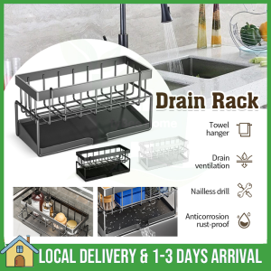 Kitchen Rak Sponge Holder Quick Dry Faucet Sink Drain Rack 厨房沥水架沥水篮子 Sponge Detergent Soap Storage Shelf Bathroom Toilet 抹布洗碗布收纳