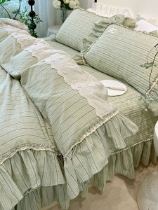 Green Stripe Cotton Thickening Bedding Set