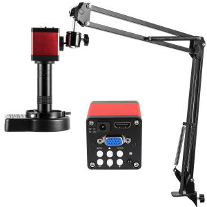 【Ready Stock】60FPS 1080P HD Digital Microscope 150X C-Mount Lens HDMI VGA Electronic Industrial Microscope Camera for Phone Repair Soldering