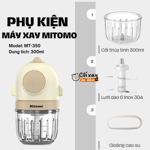 Phụ kiện thay thế (Cối thủy tinh lưỡi dao ron cao su) tương thích với máy xay 300ml MITOMO MT-350