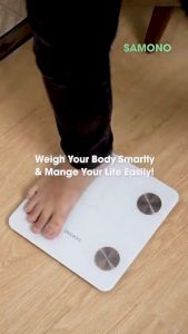 Timbangan Badan Digital LED Smart Body Weight Fat Scale SAMONO 15 Jenis Data Fisik With APPS Bluetooth 4 Sensor