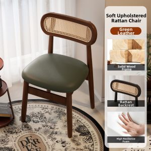 XIANGNANSONG | Rattan-Style Retro Dining Chair Green