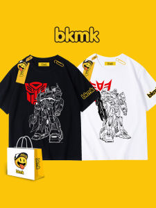 เสื้อยืดแขนสั้น BKMK พร้อมการออกแบบ King Kong ผ้าฝ้ายแท้ระบายอากาศได้สําหรับวัยรุ่นสไตล์คอกลม