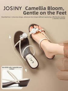 Josiny | Pearl Crystal Floral Wedge Sandals for Women