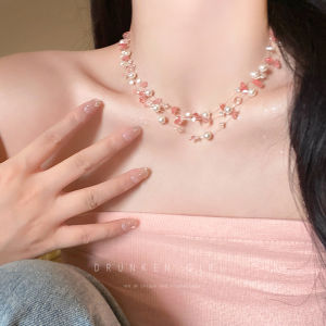 Dopamine Design Pink Pearl Necklace Vacation Wear