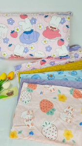 [HỎA TỐC] Gối trẻ em gòn microfiber êm ái vỏ gối cotton thấm hút phối nhung hạt đậu mềm cho bé đi học mầm non tiểu học Urombaby GGCN