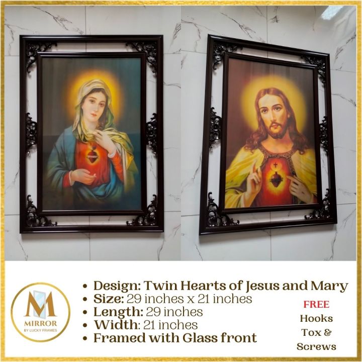 Twin Hearts of Jesus and Mary 3D Wall Decor 29 inches x 21 inches ...