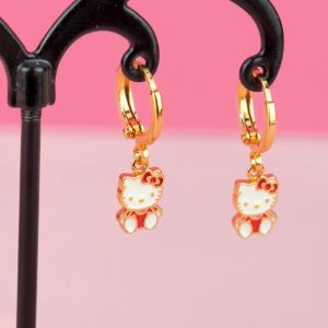 Collexion Red Ribbon Hello Kitty Drop Earrings Anting Anak Lapis Emas Gold Plated CX71210001G