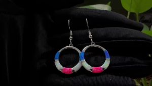 Multicolor Opal Hoop Earrings for WomenWhite K Plated Interlocking Circle Dangle EarringHypoallergenic Minimalist Jewelry Gift