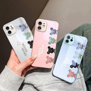 Hontinga Tempered Glass Casing Cases For Samsung Galaxy A50 A50S A51 A52 A52S A53 A54 A70 A70S A71 A72 A73 5G 4G M02 M11 M12 M22 Case Cute Cartoon Bear Phone Case  Back Cover Casing Hard Case