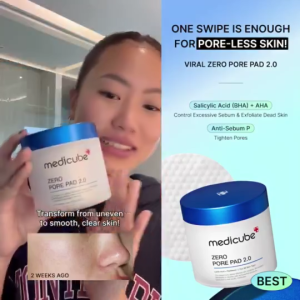 Medicube Zero Pore Pad 70 Pads AHA BHA Exfoliating Toner Pad with Panthenol Allantoin Sodium Hyaluronate Minimize Pores Control Oil