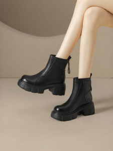 Josiny | Thick Heel Elevation Black Boots 2026 Spring New Arrivals