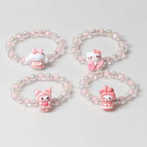 Original Design Full Pink Series Couple Bracelets with Cinnamon Dog Charms Sweet Girl Friend Bracelet Hair Tie Korean Style