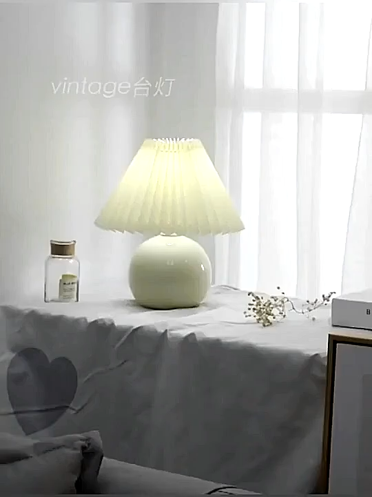 Gecree 3 Tone Light Nordic Pleated Pearl Tabletop and Side Table Lampshade Home and Room Decor