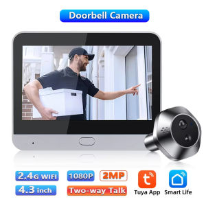Hollarm Wifi Tuya Smart Peephole Camera Doorbell 4.3inch Radar Digital Camera Door Viewer 1080P Motion Detection Video Intercom