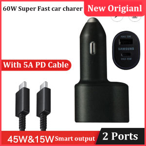 SAMSUNG 60w USB Type C Car Charger Super Fast Charging 45w 15w 2 Port Usb C PD Auto Chargeur For Galaxy Z Fold 7 6 Iphone Xiaomi