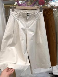 กางเกงขายาวทรงตรงเอวสูงผ้าไนลอนสไตล์เกาหลีสำหรับผู้หญิงในช่วงฤดูร้อนปี 2025 กางเกงขายาวทรงตรงเอวยางยืดทรงสลิมฟิต