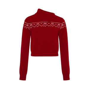 YIKEXIAOYEMEI | Áo Sweater Fair Isle Đỏ Thời Trang