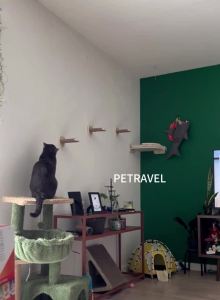 Cat Corner Shelf with 3 Steps Set Wall Mounted Cat Bed Perches Hammock for Sleeping Climbing Scratching Pet Wooden Furniture