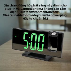 Đồng Hồ Báo Thức Kỹ Thuật Số Chiếu Gương LED Với Chức Năng Báo Lại Ngày/Thời gian/Nhiệt Độ Chuyển Đổi USB Cắm Đồng Hồ Nhựa Hiện Đại