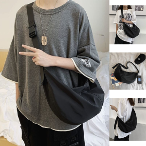 Waterproof Dumpling Bag Nylon Crossbody Bag Korean Ins Shoulder Bag Large Capacity Messenger Bag Lightweight Simple Casual Sling Bag Men Women